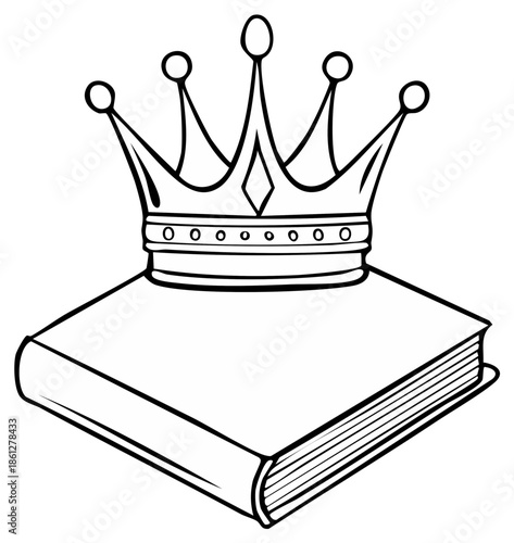 Crown rests upon closed book icon illustration vector art design