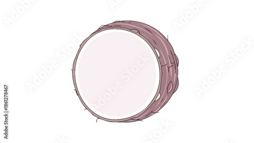 An engaging stylized illustration depicting a tropical fruit cross-section, showcasing its creamy light interior and rough outer husk, isolated on a