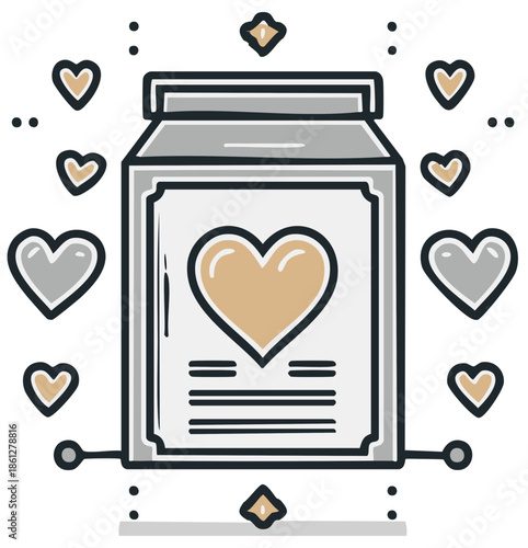 Donation box decorated with hearts representing charity love and community contribution