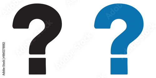 Black and Blue Question Marks Side by Side