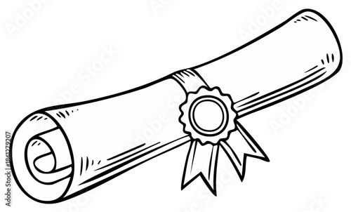 black and white diploma scroll drawing clip art preview