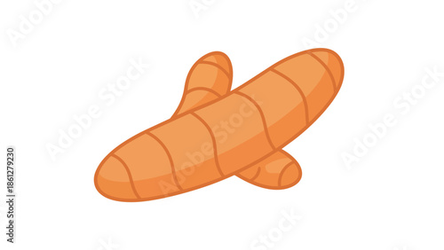 A cheerful orange root vegetable illustration, embodying natural wellness and culinary zest, designed with clean lines for healthy food and spice