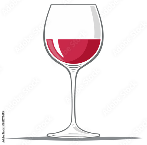 A clear glass goblet filled with rich red wine showcasing its vibrant color and smooth liquid