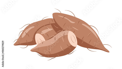 A collection of freshly harvested cassava roots offering a starchy staple ingredient for diverse culinary preparations and global food security