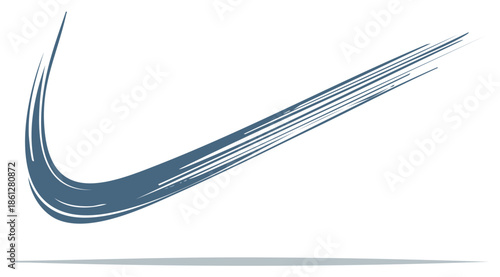 Hand drawn blue check mark symbol with a dynamic paint brush stroke effect