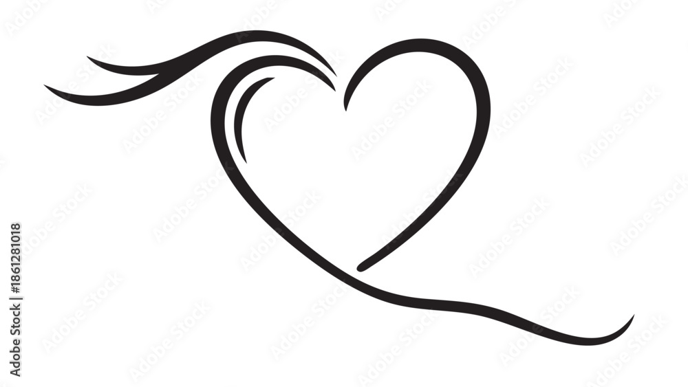 Fototapeta premium Elegant Line Art Heart with Flowing Lines representing love and connection