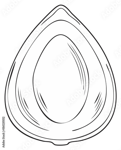 Teardrop Shaped Gravy Boat Hand Drawn Style Outline, Elegant Sauce Dish Isolated