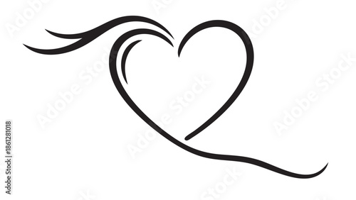 Elegant Line Art Heart with Flowing Lines representing love and connection