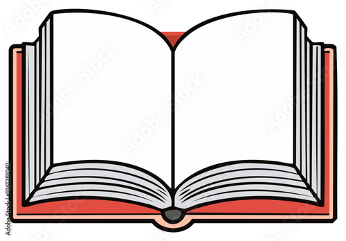 Open Red Book with Blank White Pages Ready for Content