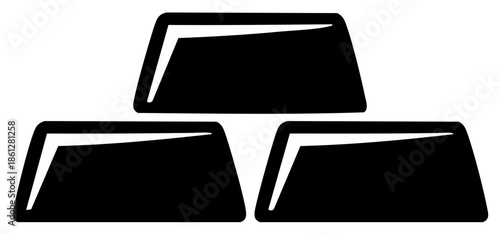Illustration of Gold Bars Depicting Wealth and Investment with a Simple Black and White Design