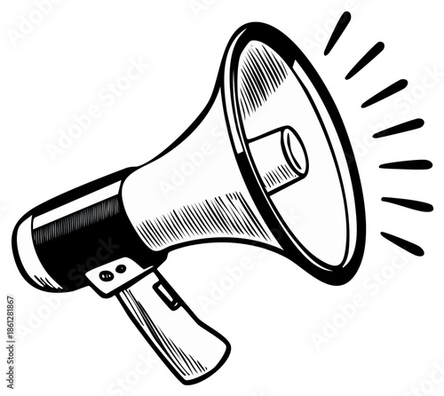 Hand Drawn Megaphone Illustration Alerting Announcement Sound