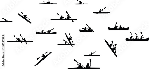 Sailing Yacht Boat Silhouette Vector Set, Recreational Watercraft, Luxury Sailboat, Maritime Transport, Ocean Travel, Nautical Activity Graphic