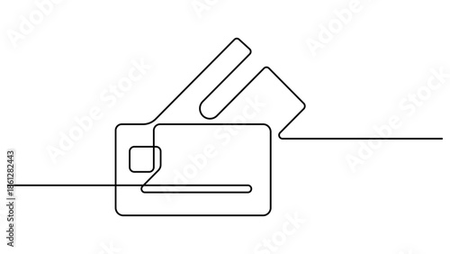 Bank card with a chip credit card one line art. Bank finance financial payment data savings economic wealth credit. Credit card continuous one line drawing minimalist finance concept illustration