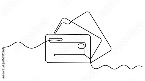 Bank card with a chip credit card one line art. Bank finance financial payment data savings economic wealth credit. Credit card continuous one line drawing minimalist finance concept illustration