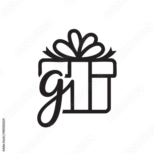 Minimalist Gift Box Icon with Ribbon and Letter G Design