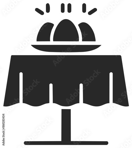 Served Festive Dessert on Table Illustration Silhouette