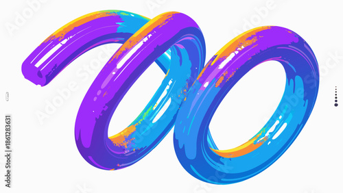 Vibrant abstract neon liquid currents twisting smoothly on white background