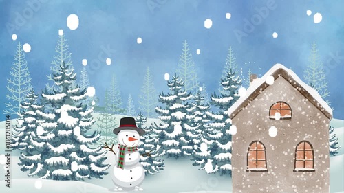 winter snow snowman animals christmas