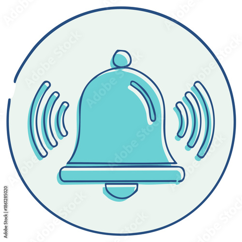 Notification Bell Icon Blue Ringing Sound Alert Signal Isolated Symbol