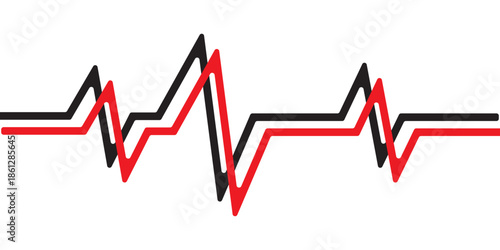 Minimal line art icon showing a heartbeat or pulse wave. Simple black and white vector illustration representing heart rate, ECG, sound wave, or signal activity. Perfect for medical, fitness, or audio