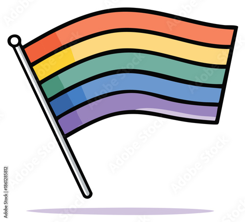 Vibrant LGBTQ Pride Flag Waving Colorful Stripes of Equality and Inclusivity