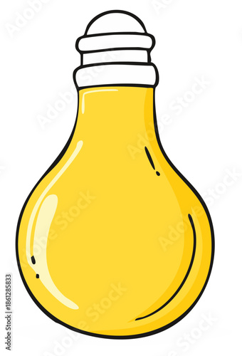 Cartoon yellow lightbulb icon for idea and innovation concept illustration