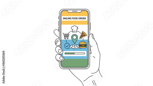 Hand holding smartphone displaying online food ordering interface  