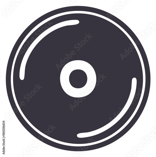 Modern Grey Disc Illustration with a Center Hole and White Accents