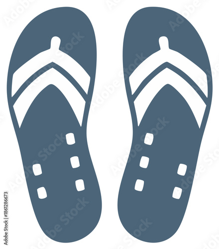Two Pairs of Flip Flops Sandal Footwear with a Simple Icon Design and a Summer Theme