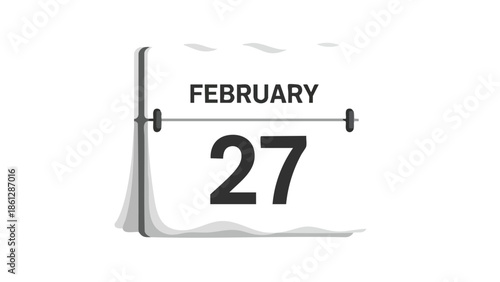 February twenty-seventh date on a minimalist calendar page with a clean white background a fundamental element for precise timekeeping and scheduling