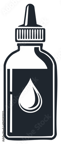 Dark Silhouette of a Dropper Bottle with a Liquid Drop Icon