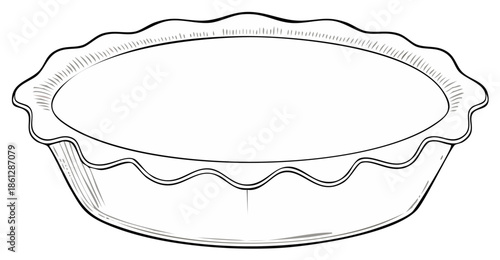 Simple Outline of a Pie Plate with Fluted Edge