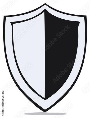 Monochrome shield icon vector illustration, a symbol of protection, security, and defense