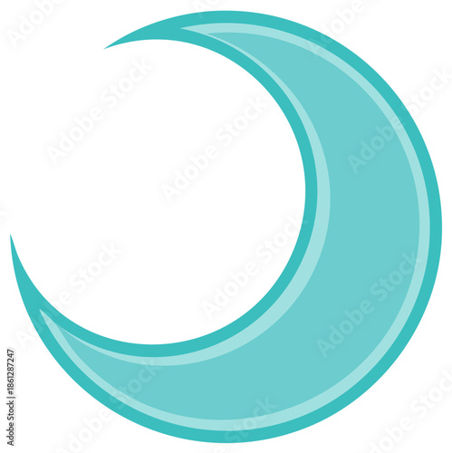 Teal Crescent Moon Symbol Abstract Shape