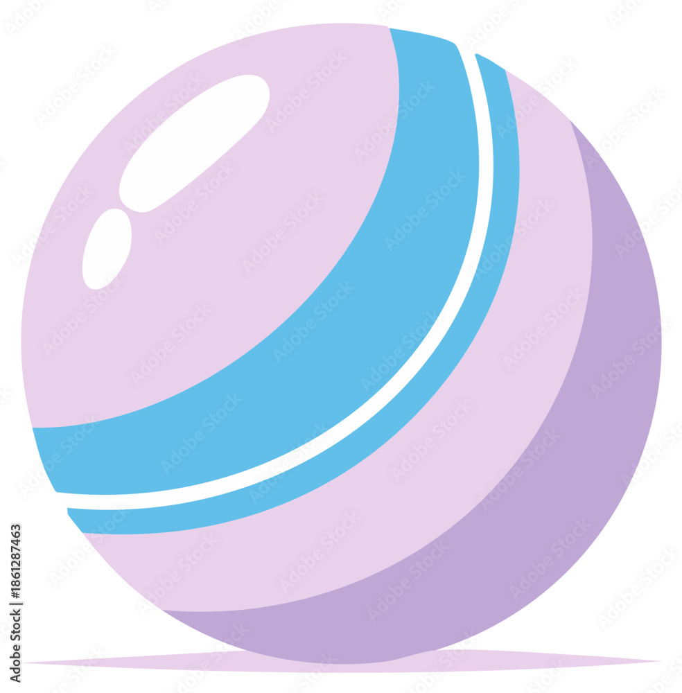 Obraz premium Cartoon Ball with Stripes in Light Purple and Blue