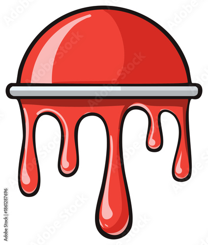 Melting Red Ice Pop with Dripping Syrup