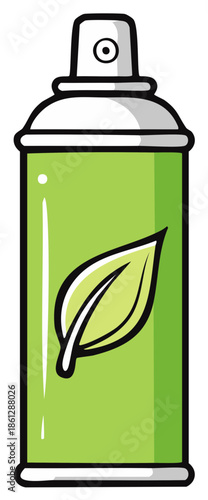 Green Spray Can with Leaf Symbol Illustration Vector Art, Environmentally Friendly Product, Eco Conscious Design