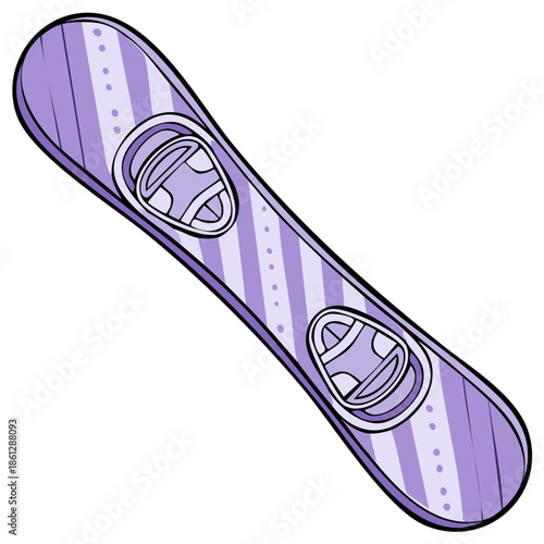 Purple Striped Snowboard with Bindings
