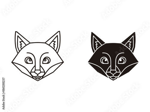 Simple fox head illustration in black and white