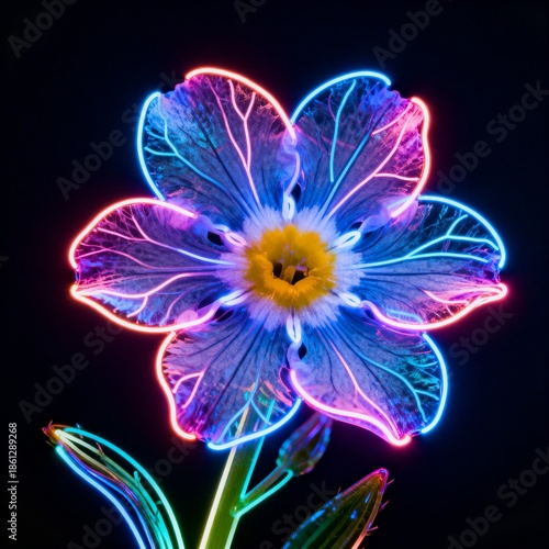 Delicate Forget Me Not Flowers in Neon Glow