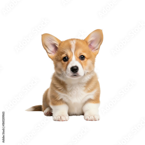 Cute corgi puppy sitting on Transparent Background