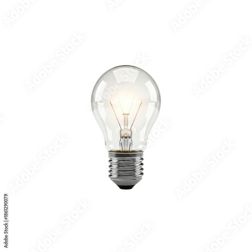 Glowing Light Bulb on Transparent Background