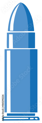 Isolated Light Blue Ammunition Round Cartridge Projectile Illustration