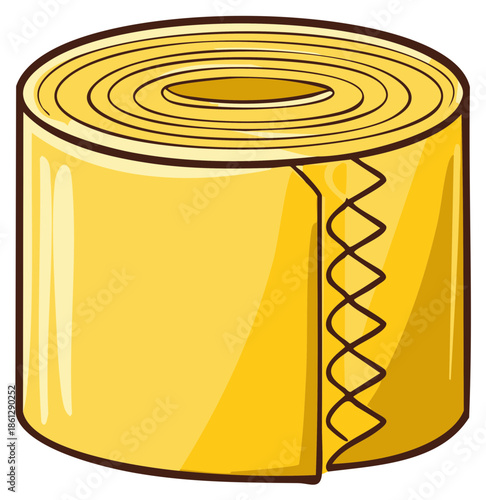 Yellow Fabric Roll with Stitching, Soft Textile Material, Sewing, Handcraft