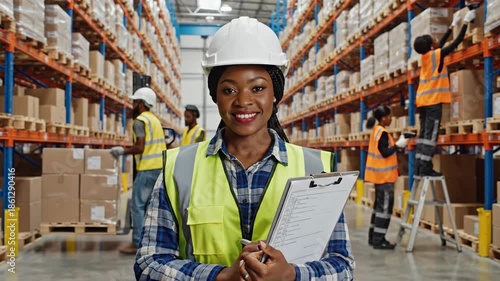 Warehouse worker checking inventory and loading packages