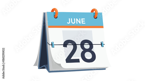 Brightly colored modern desk calendar displaying the 28th day of June an essential tool for effective time management scheduling daily planning and