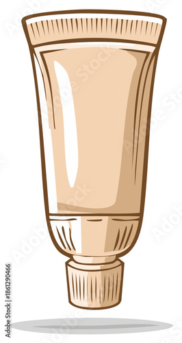 Cartoon Tube of Creamy Cosmetic Product for Beauty or Health Care
