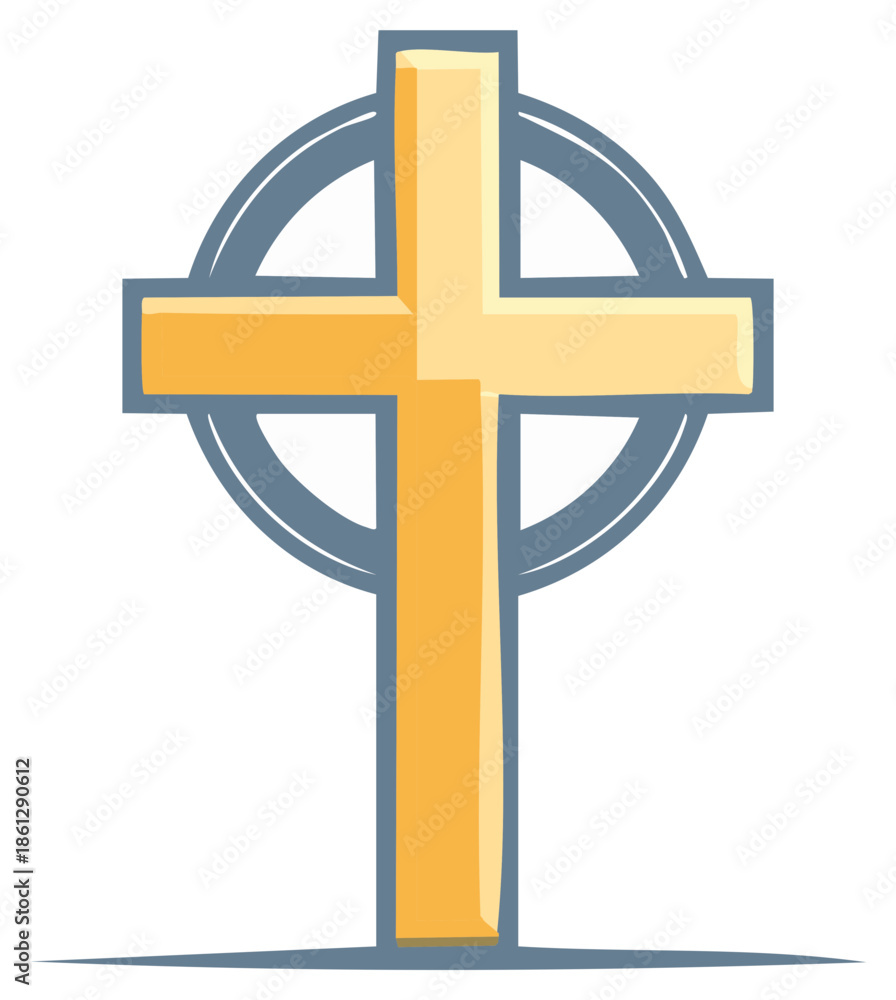 Obraz premium Celtic Cross Symbol With Shadow Illustration. Christian Religion Symbol. Decorative Religious Element.