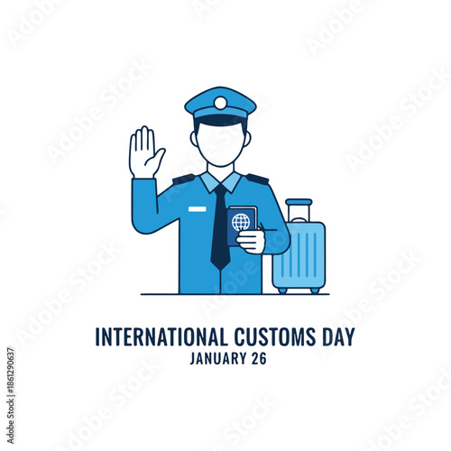 International Customs Officer Passport Control Illustration