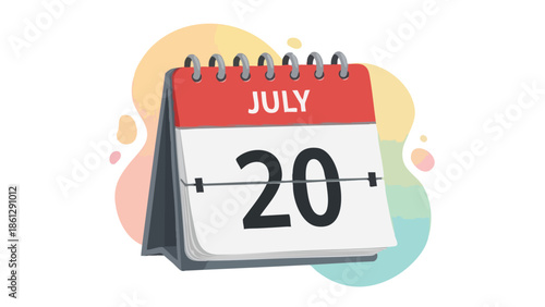 Modern desk calendar illustration prominently displaying the date July 20 a clear visual for important events deadlines appointments and